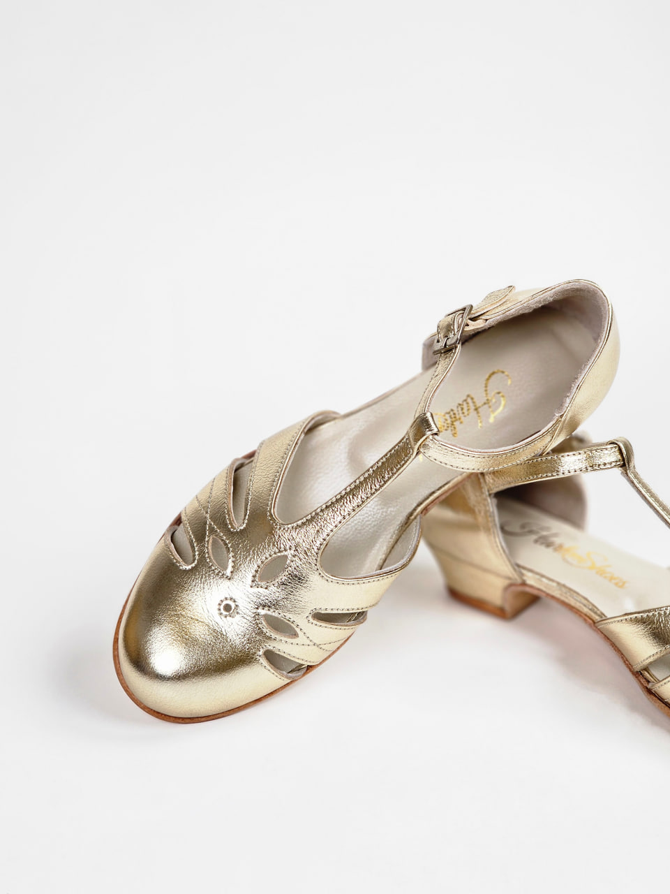 Rosy Platinum Gold Leather 3 cm heel