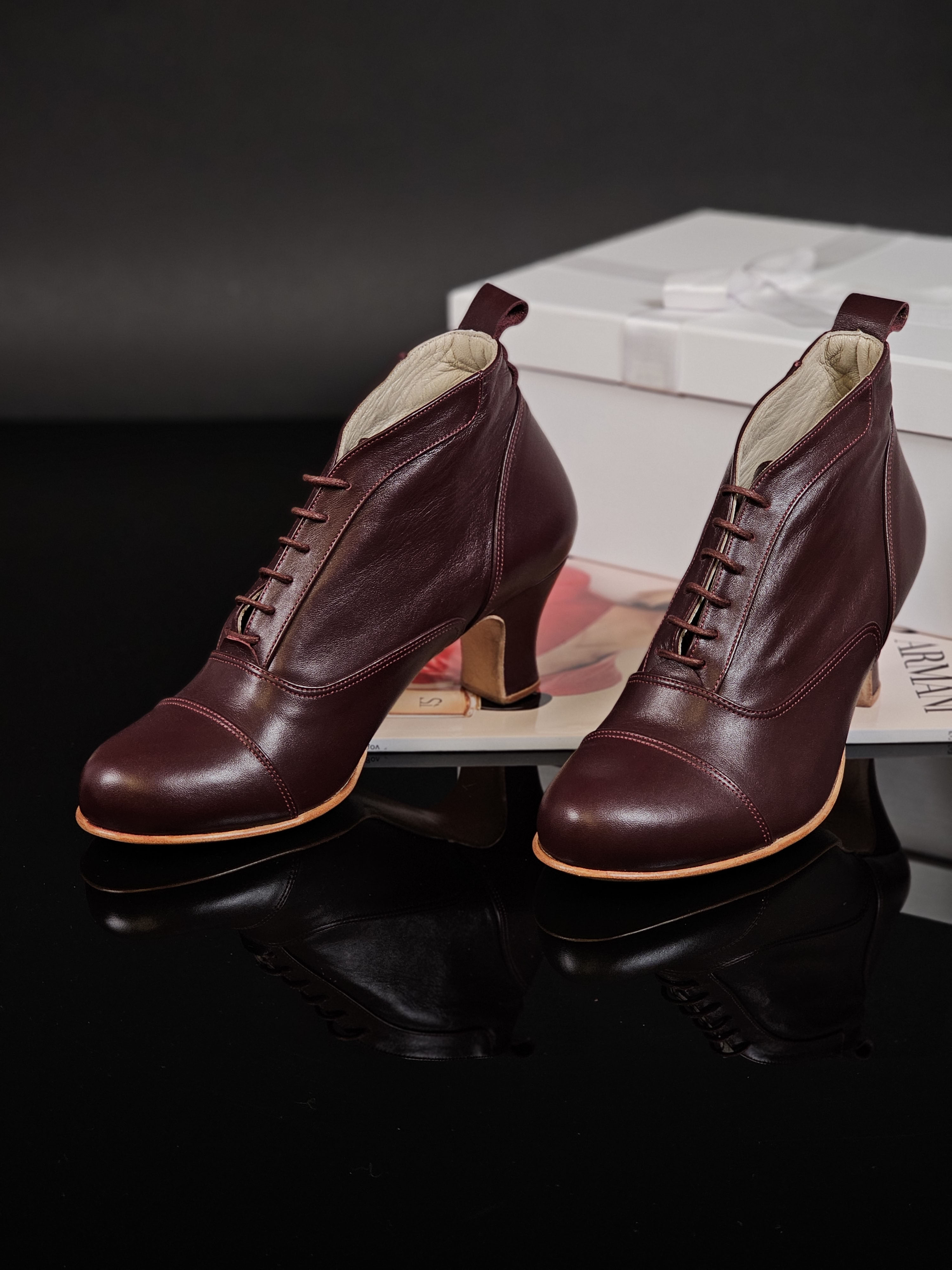 Smooth Boots Bordeaux Leather 6 cm heel