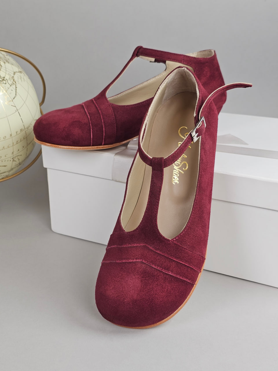 Barefoot Barbie Bordeaux Suede 4 cm heel