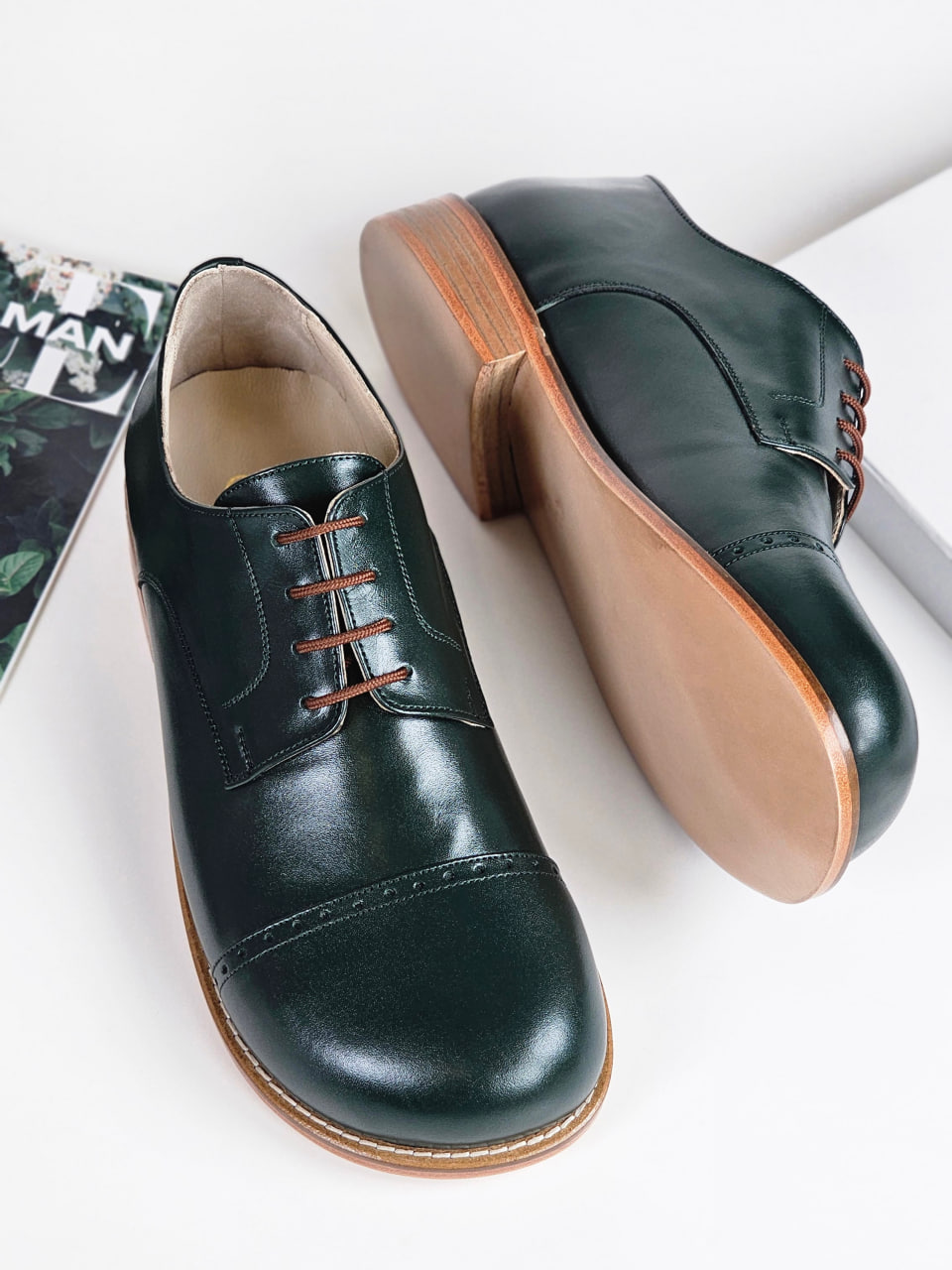 Barefoot California Jungle Green Leather 2 cm heel