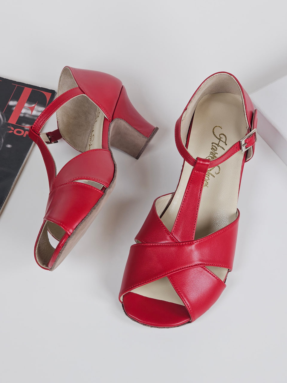 Barefoot Doris Red Leather with "Flexible Sole" 6 cm heel