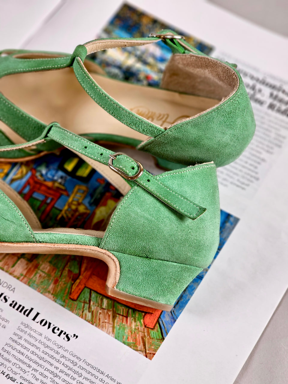 Rosy Mint Green Suede 3 cm heel
