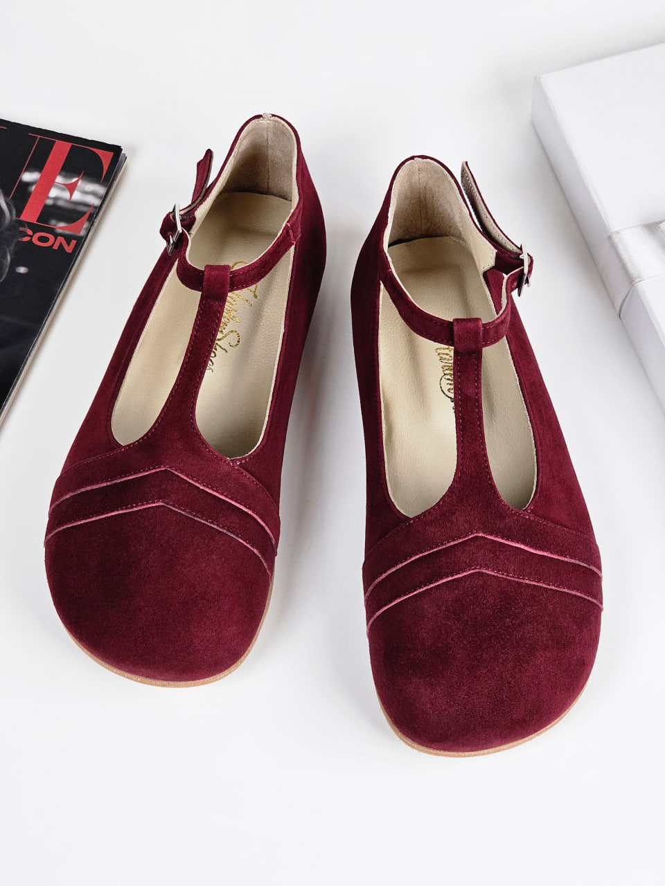 Barefoot Barbie Bordeaux Suede Zero Drop