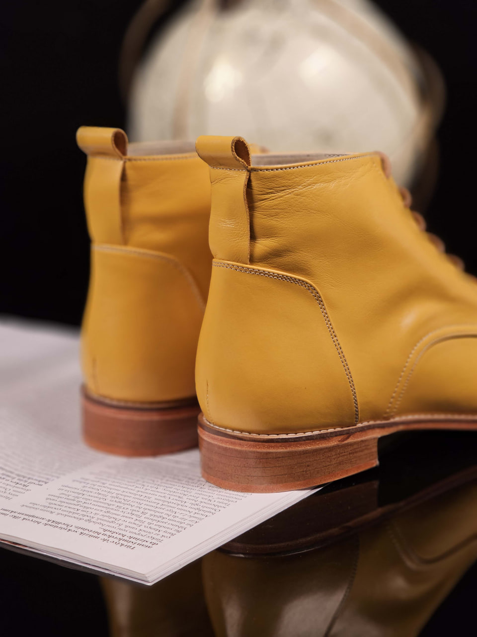 Derby Boots Yellow Leather 2 cm heel