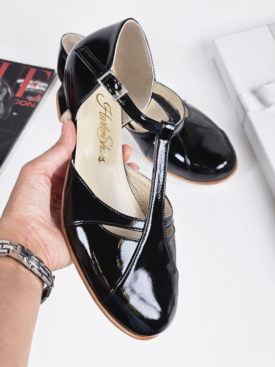 Isabel Black Polished Leather 3 cm heel