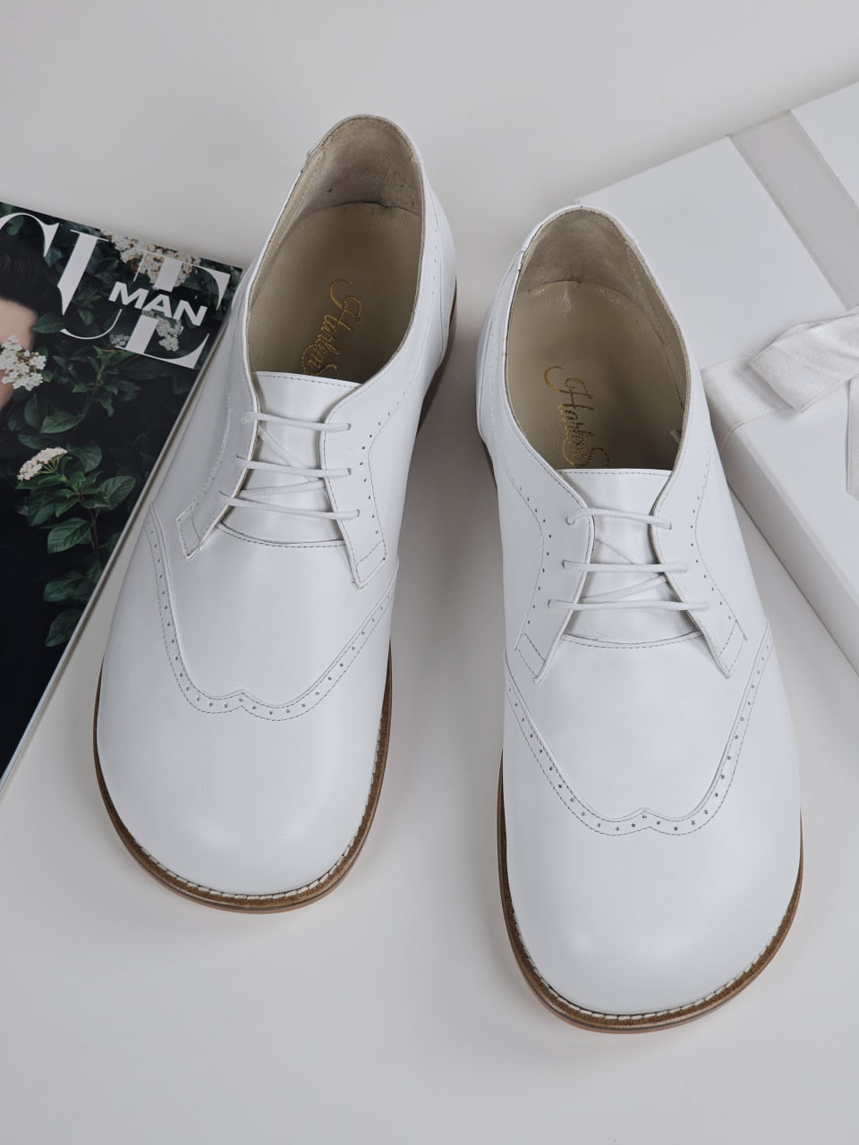 Barefoot Oxfords White Leather 2 cm heel