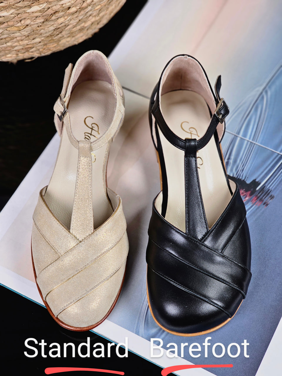 Barefoot Sugar Black Leather 2 cm heel