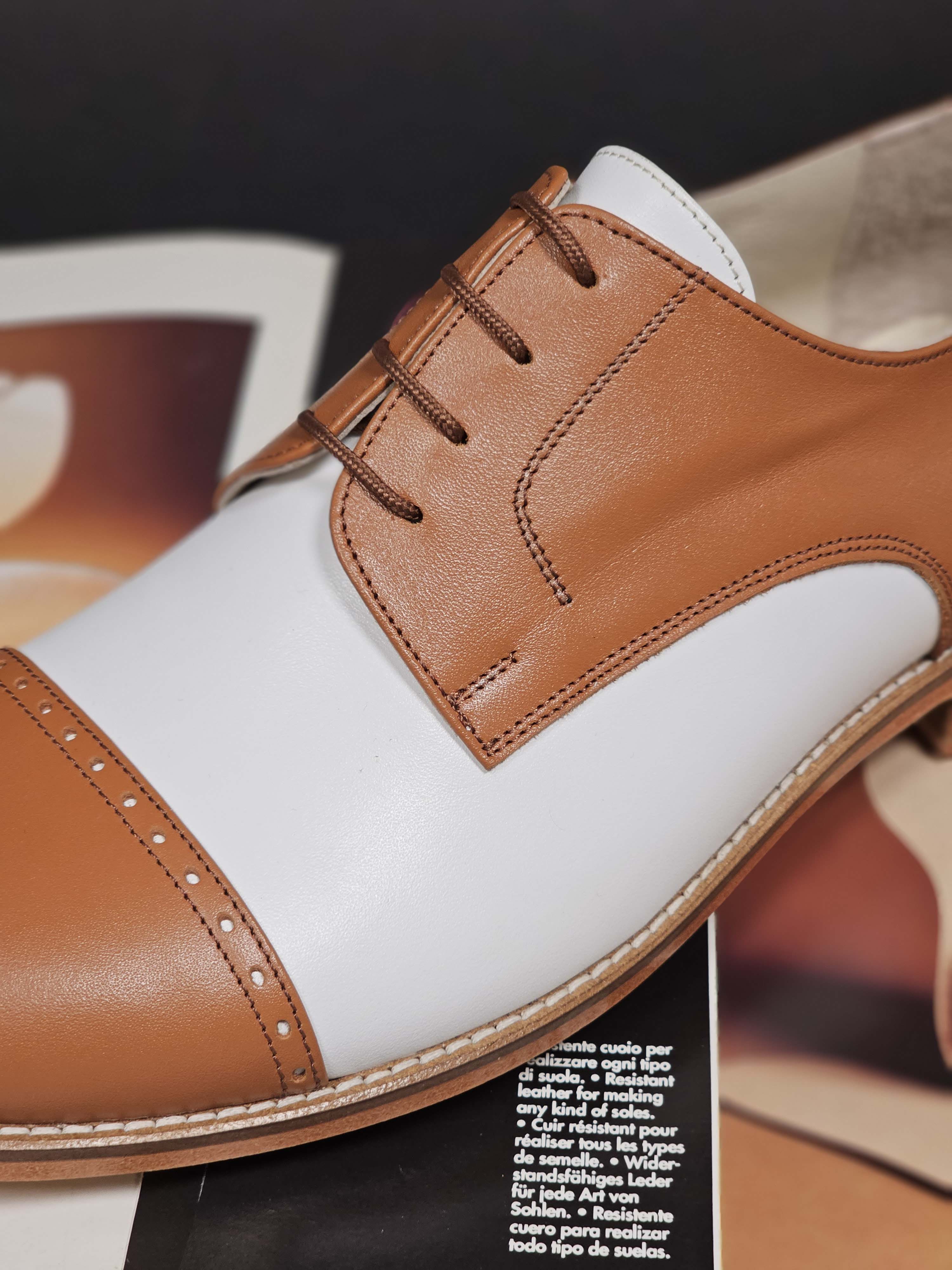 California Light Brown & White Leather 2 cm heel
