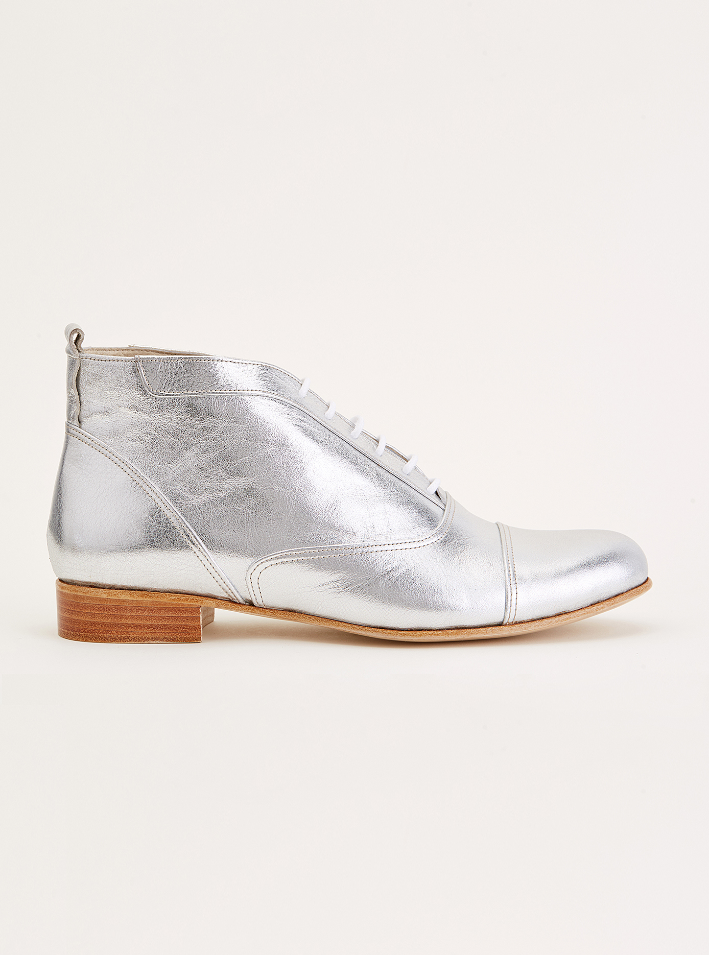 Smooth Boots Silver Leather 2 cm heel