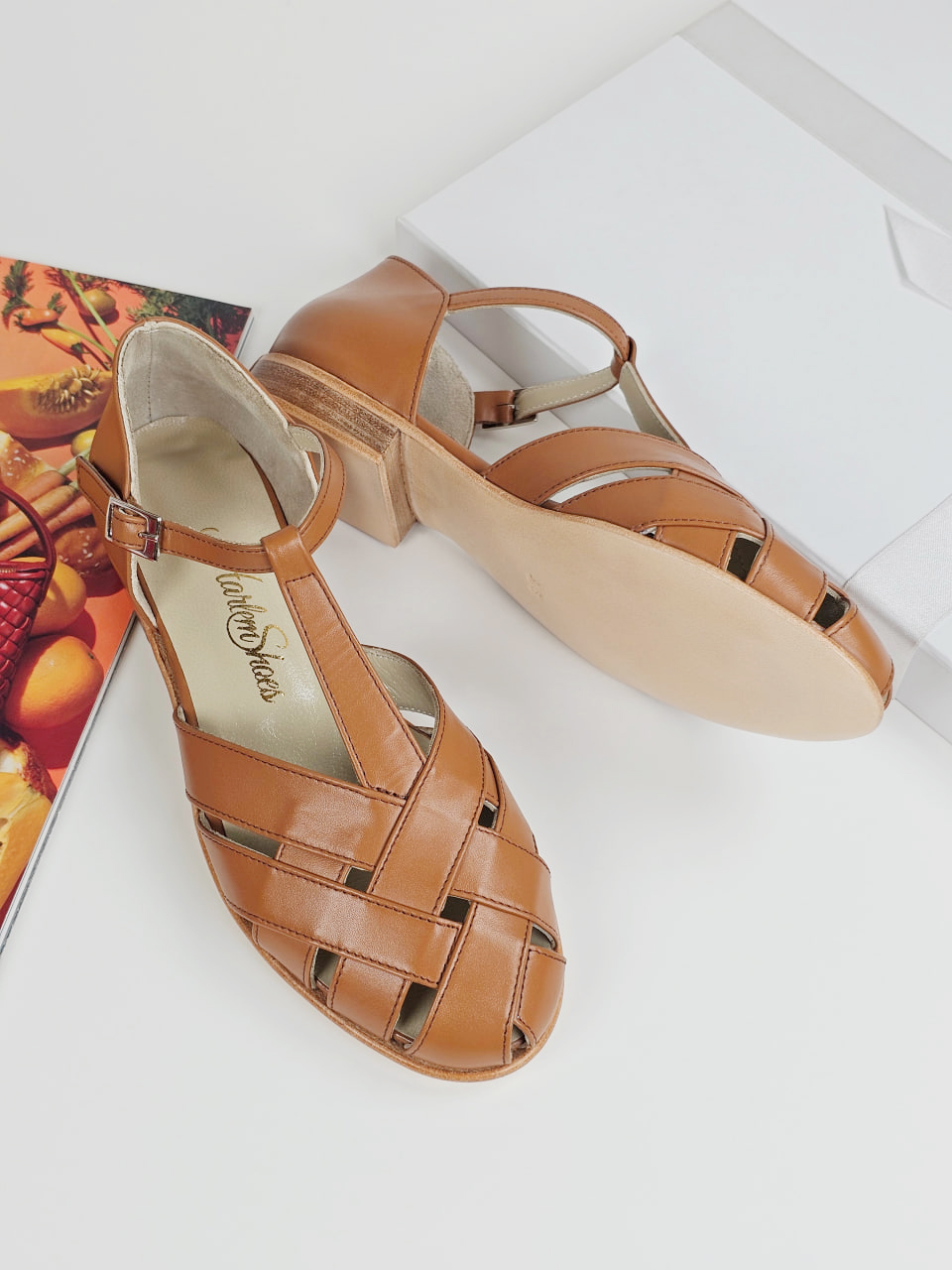 Summer Light Brown Leather 1.5 cm heel