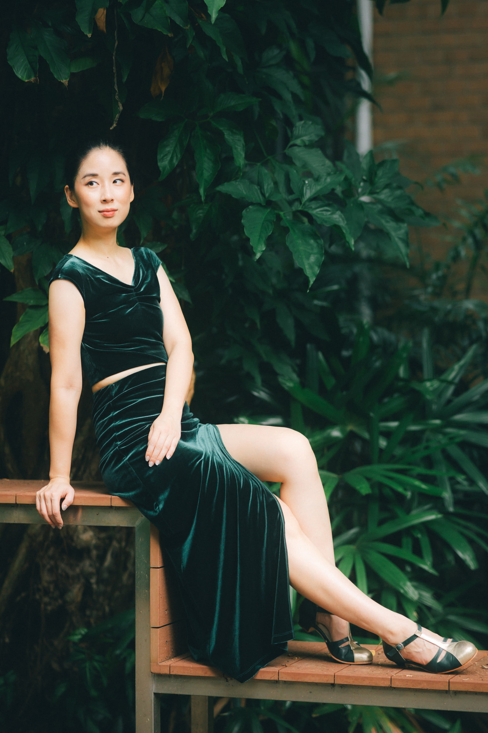 Isabel Jungle Green & Platinum Gold Leather 3 cm heel