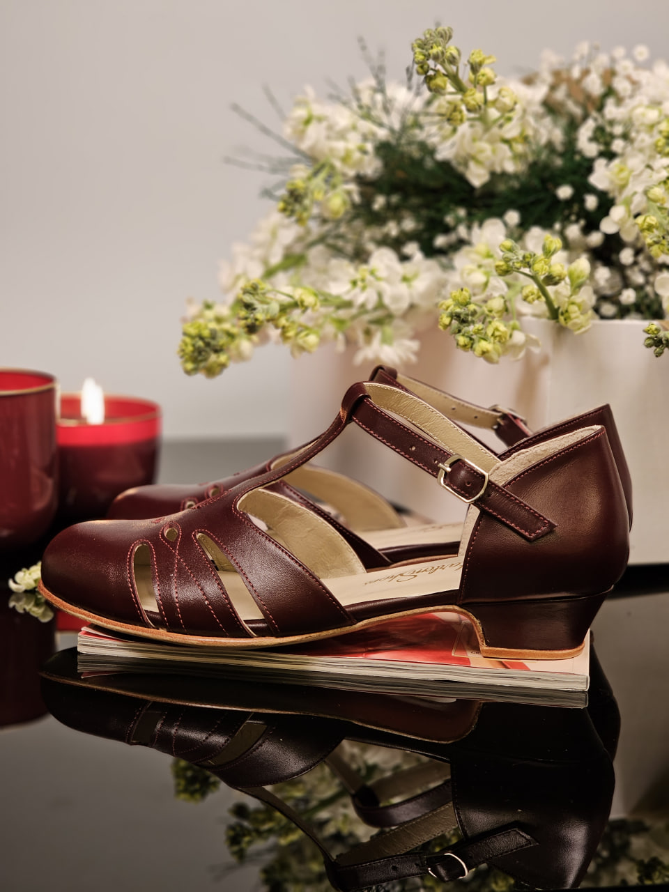 Rosy Bordeaux Leather 3 cm heel