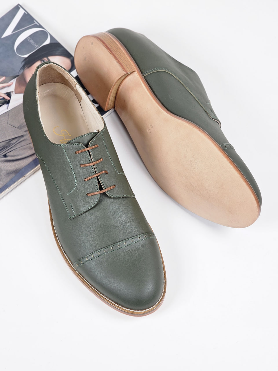 California Swamp Green Leather 2 cm heel