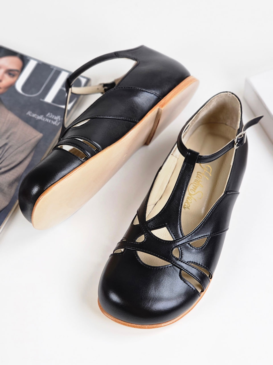 Barefoot Spring Black Leather 0.5 cm heel