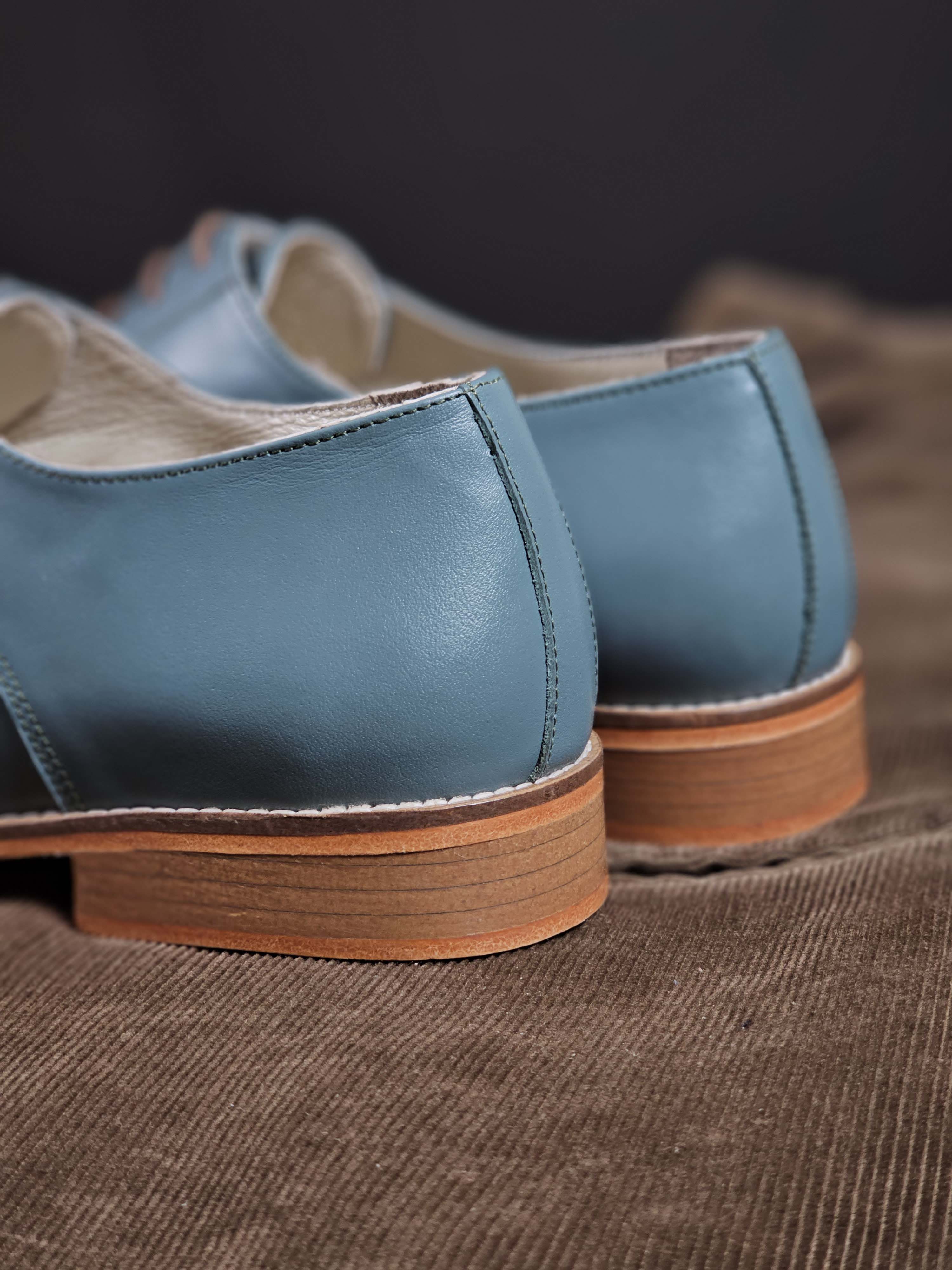 California Teal Green Leather 2cm heel