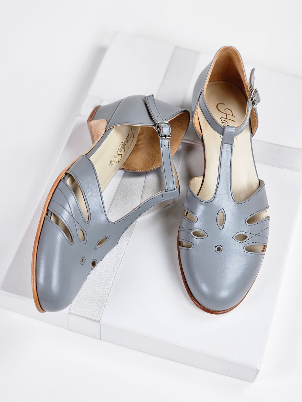 Rosy Rosy Grey Leather 3 cm heel