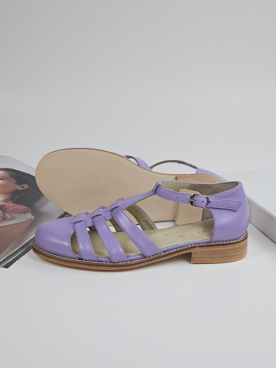 Sandals Lilac Leather 2 cm heel