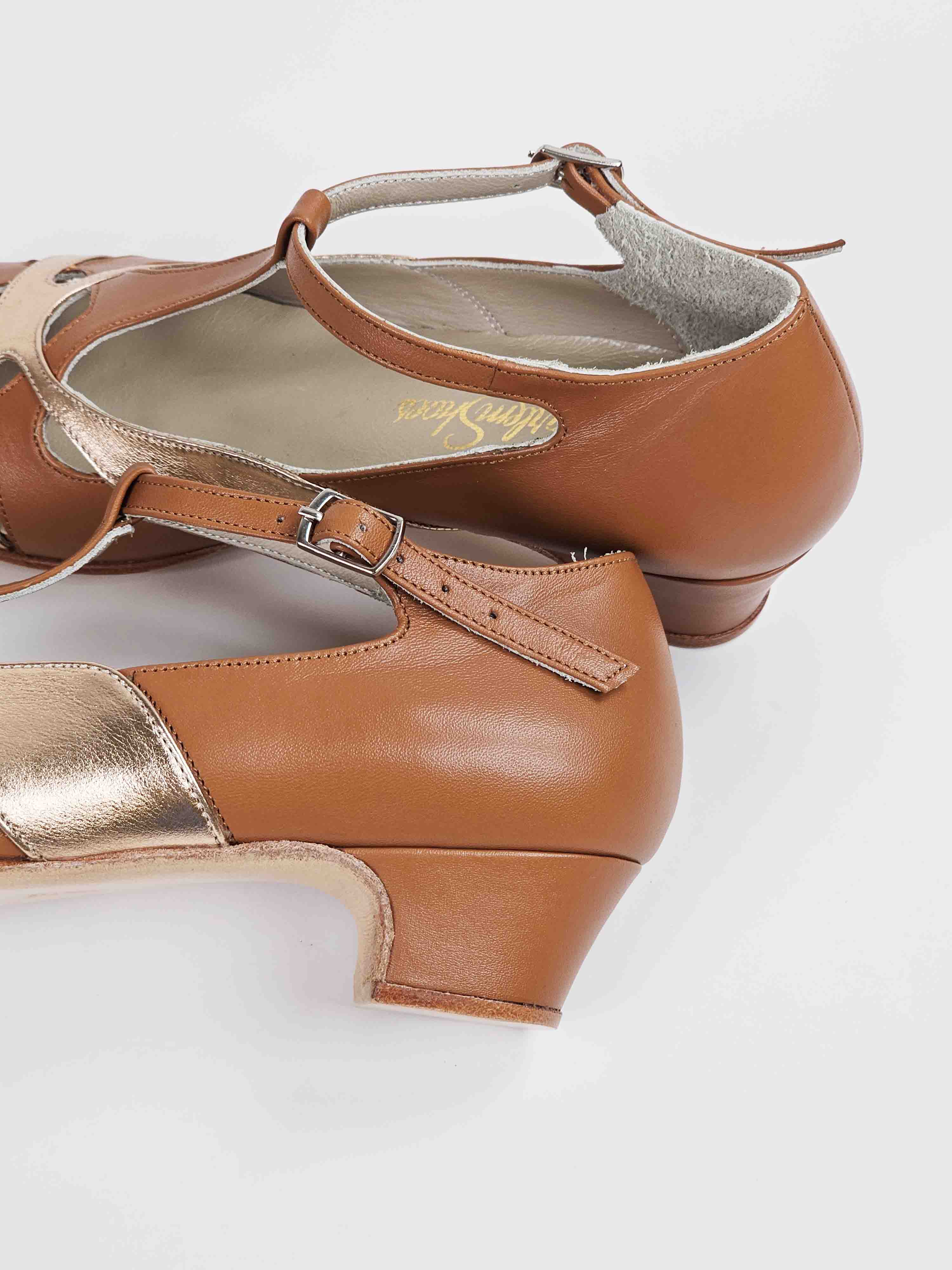 Spring Light Brown & Rose Gold Leather 4 cm heel