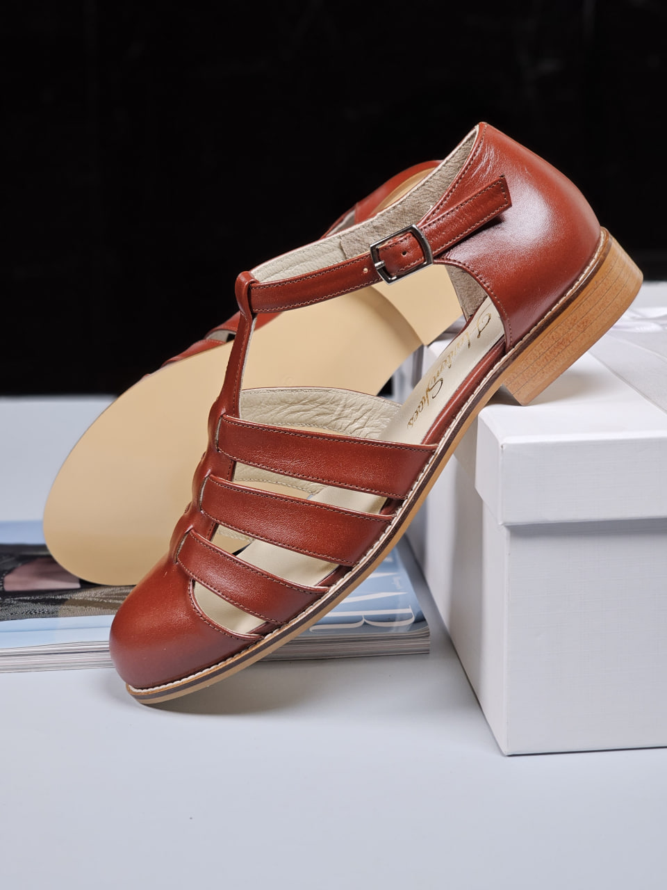 Sandals Brown Leather 2 cm heel