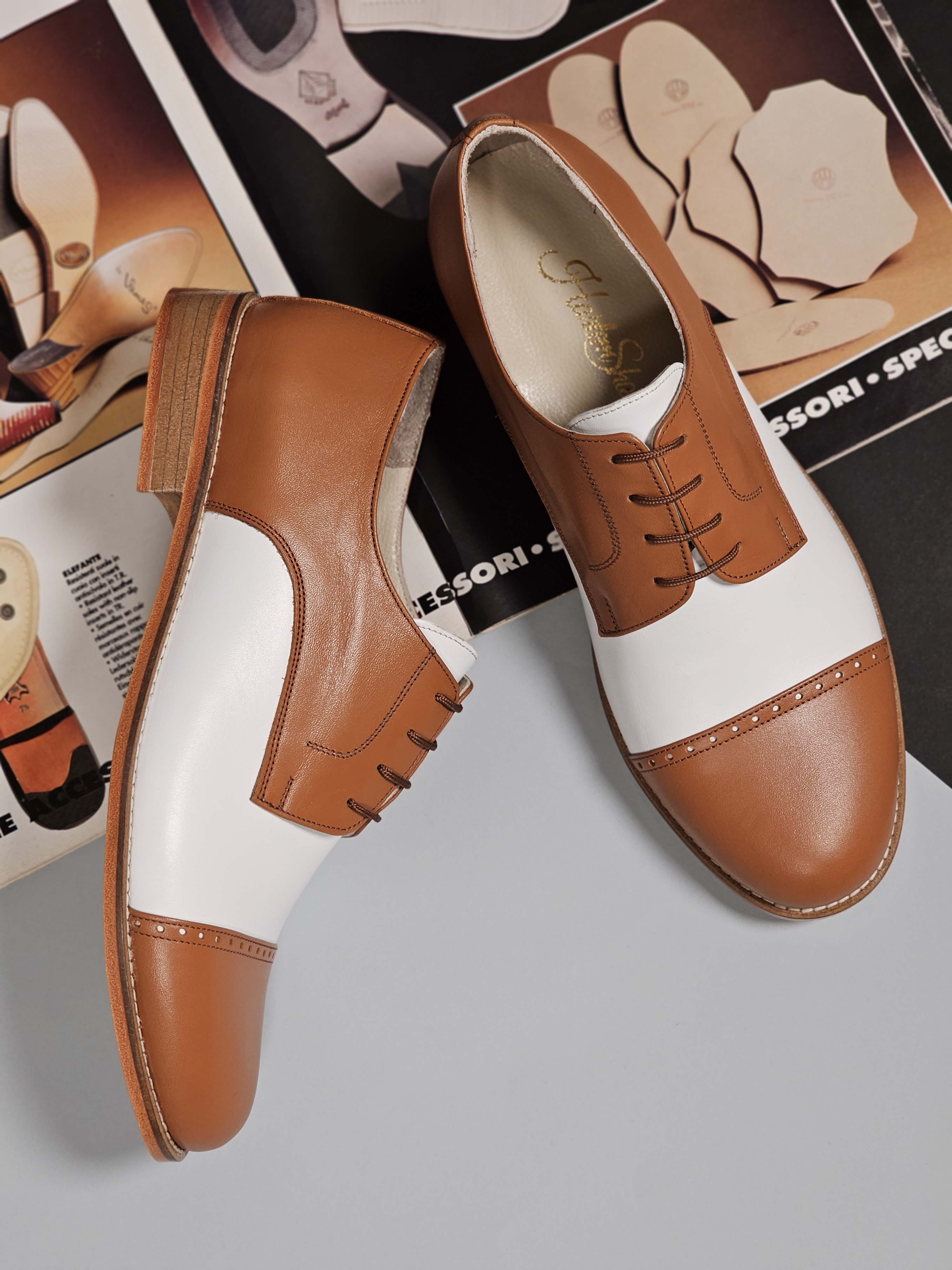California Light Brown & White Leather 2 cm heel