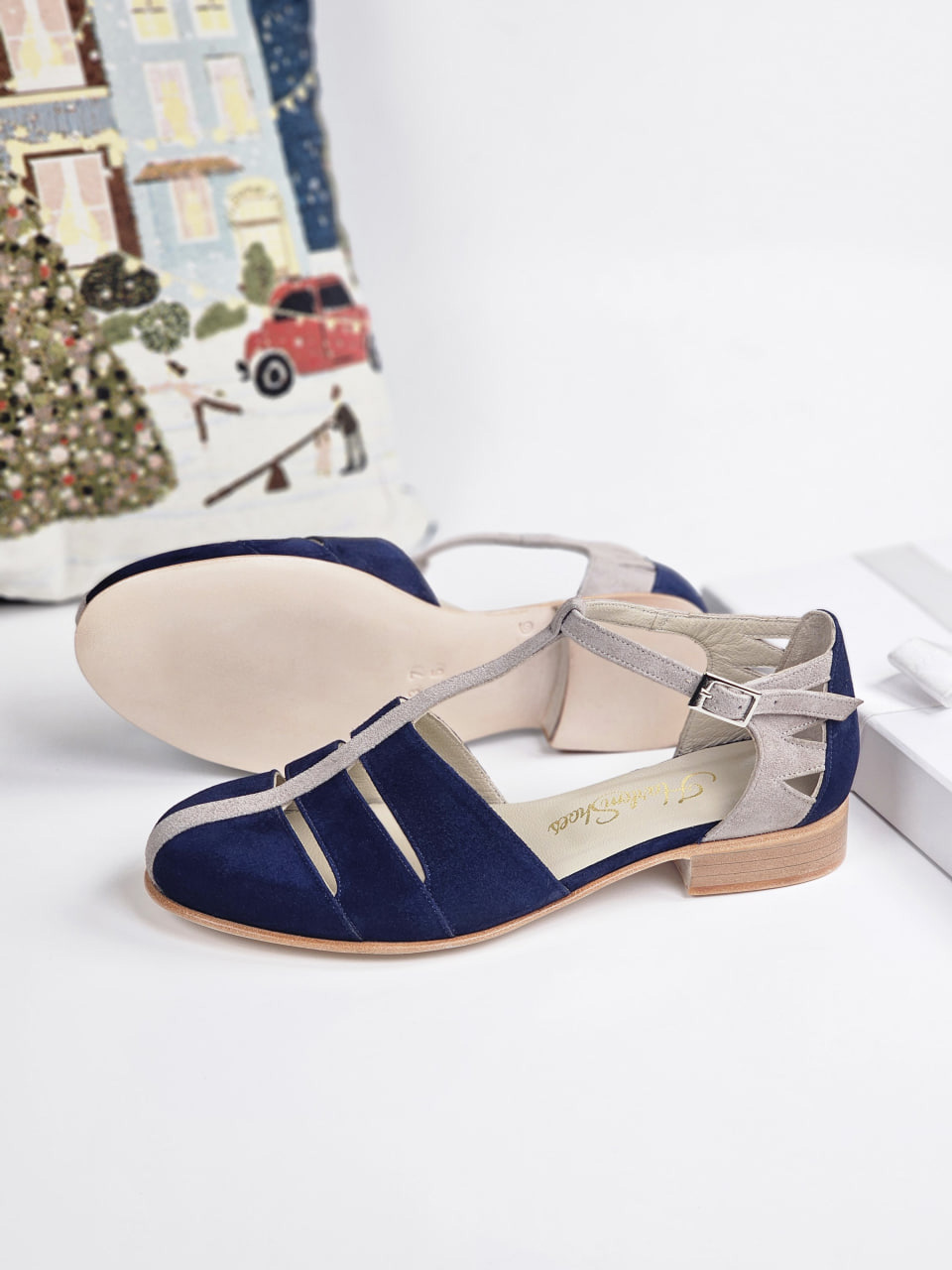 Harmony Dark Blue & Soft Grey Suede 2 cm heel