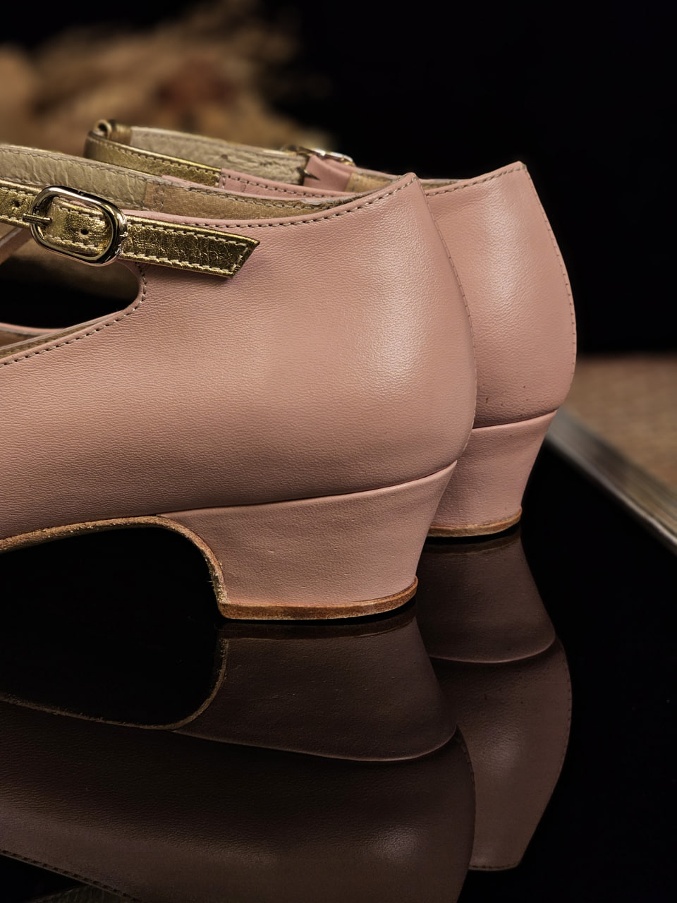 Barbie Pink & Gold Leather & Caramel Suede 3 cm heel