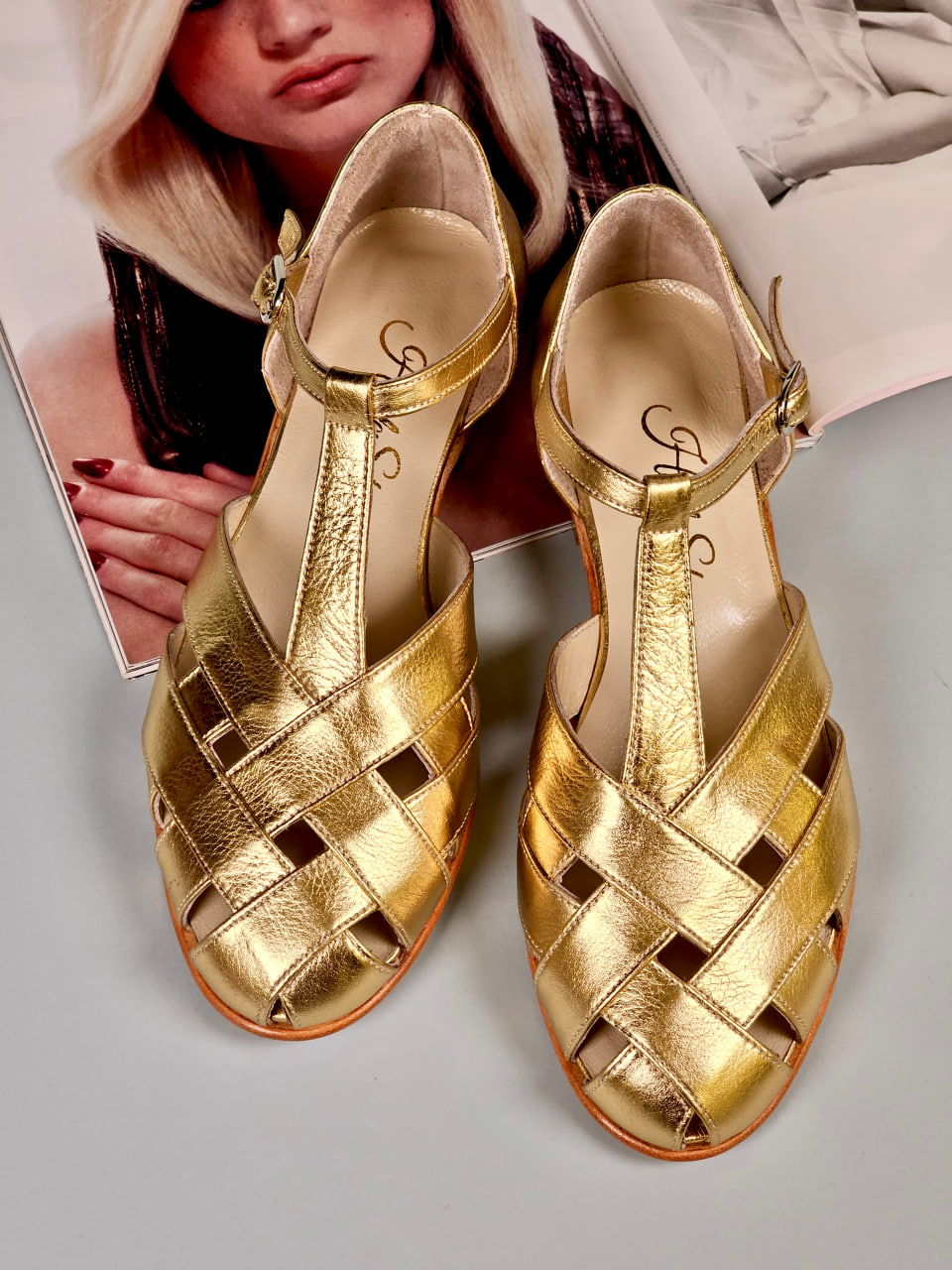 Summer Gold Leather 1.5 cm heel