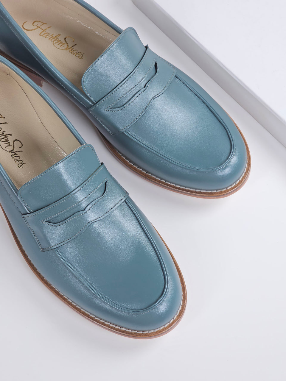 Loafers Teal Green Leather 2 cm heel