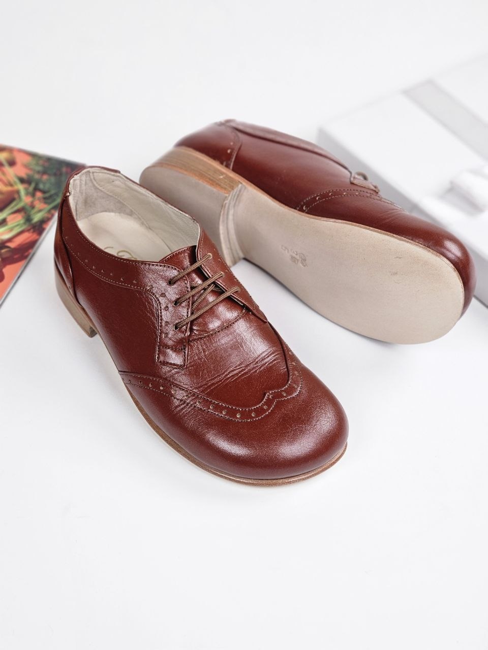 Barefoot Oxfords Brown Leather 2 cm heel