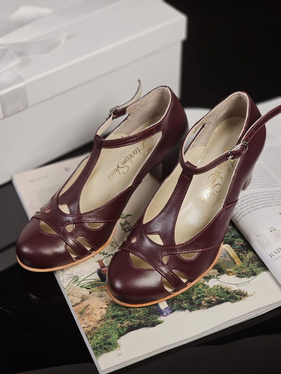 Spring Bordeaux Leather 6 cm Balboa heel