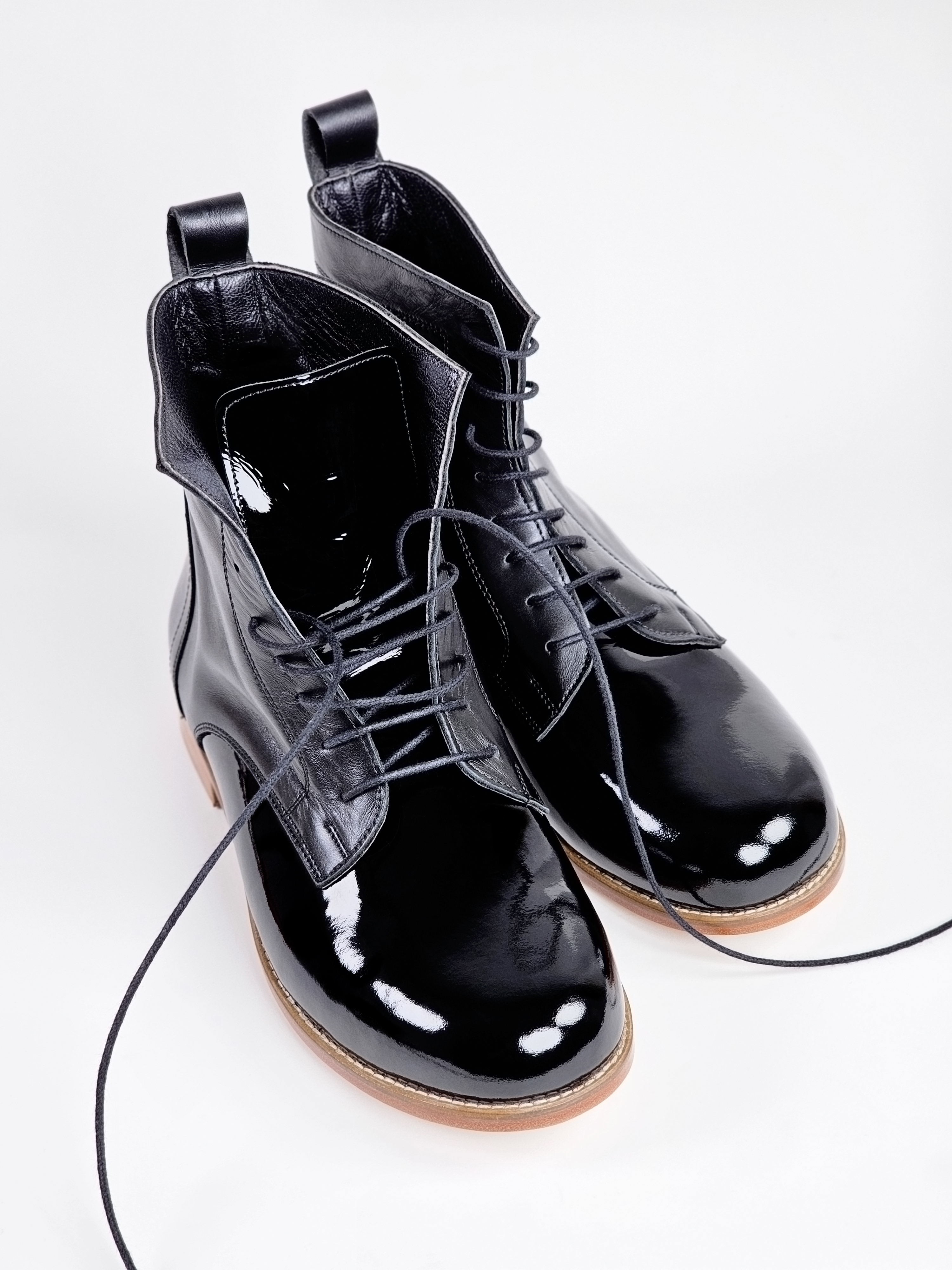 Harlem Boots Mix of Black patent & black leather