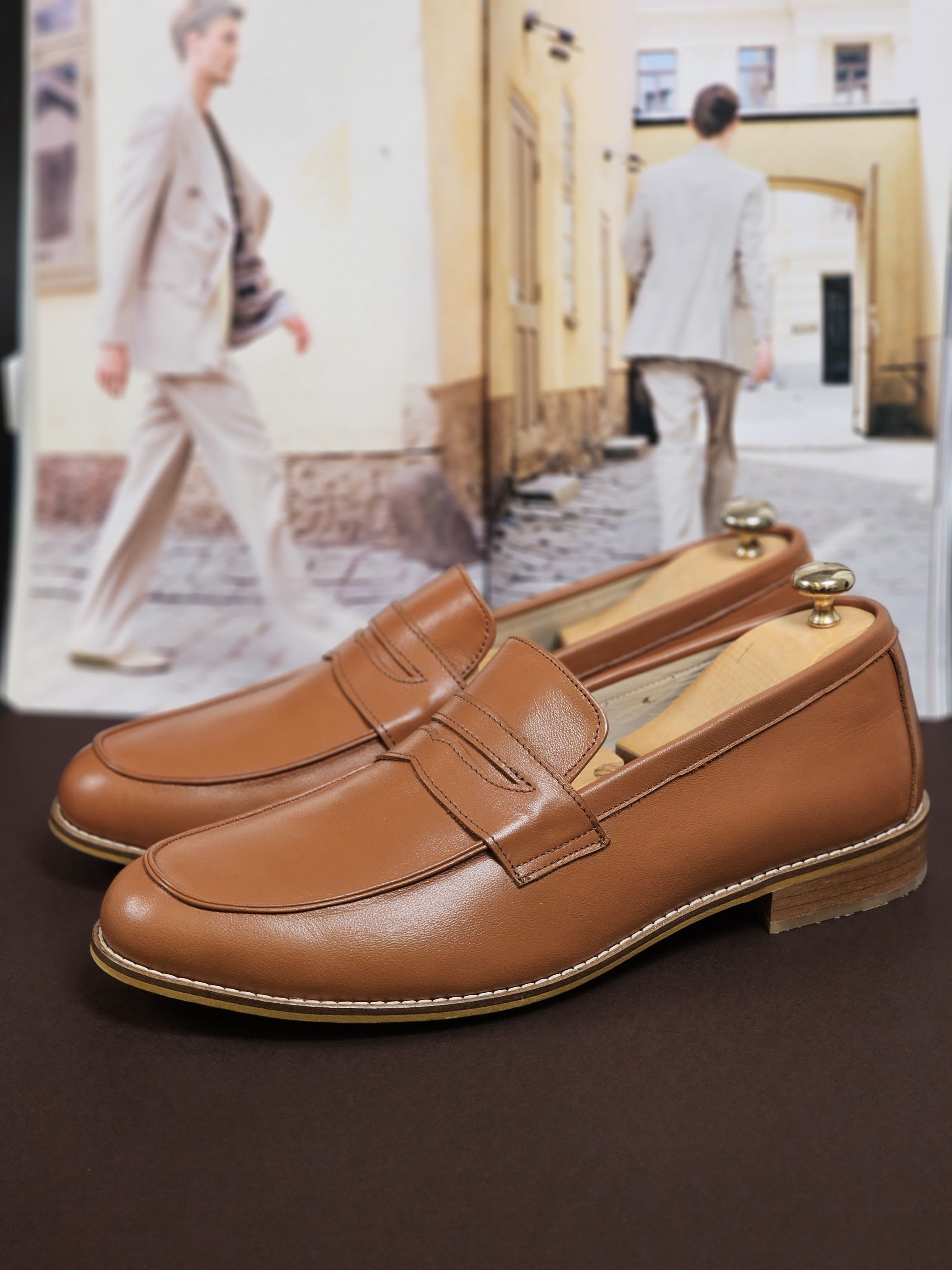 Loafers Light Brown Leather 2 cm