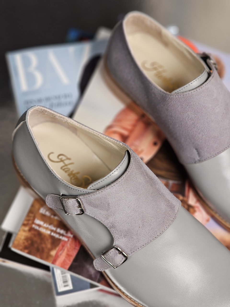 Monk Grey Leather & Suede