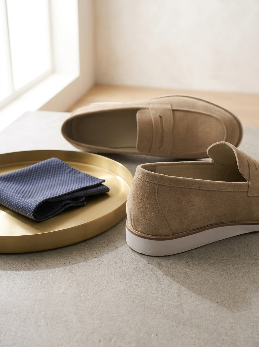 Loafers Beige Suede with Eva Sole