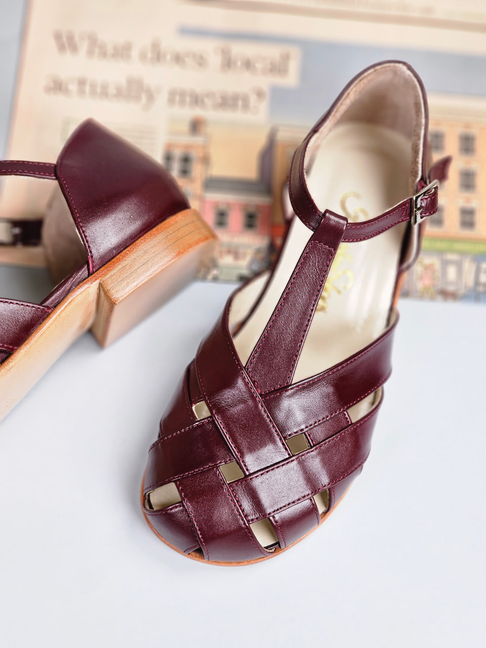 Barefoot Summer Bordeaux Leather 1.5 cm heel