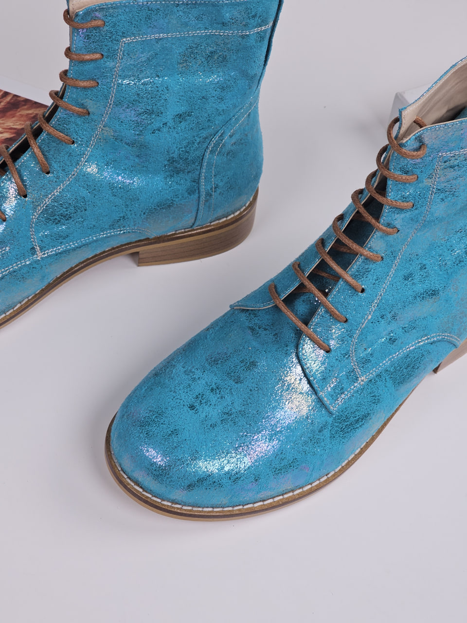 Harlem Boots Vegan Turquoise Textile 2 cm heel