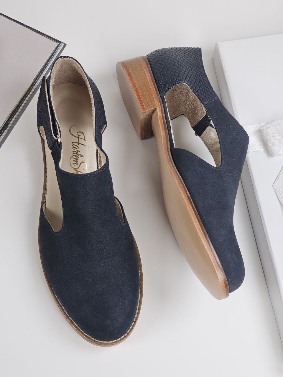 Milan Mix Blue Suede & Leather 2 cm heel