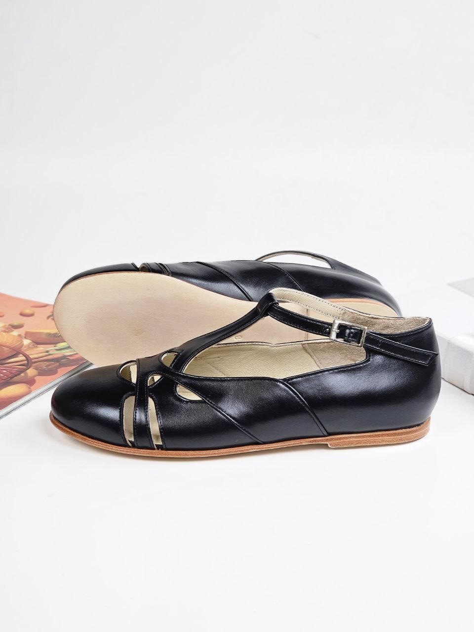 Spring Black Leather 0.5 cm heel