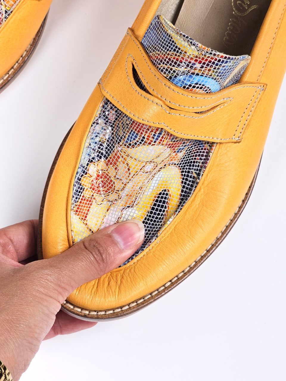 Loafers Ella Yellow Leather 2 cm heel