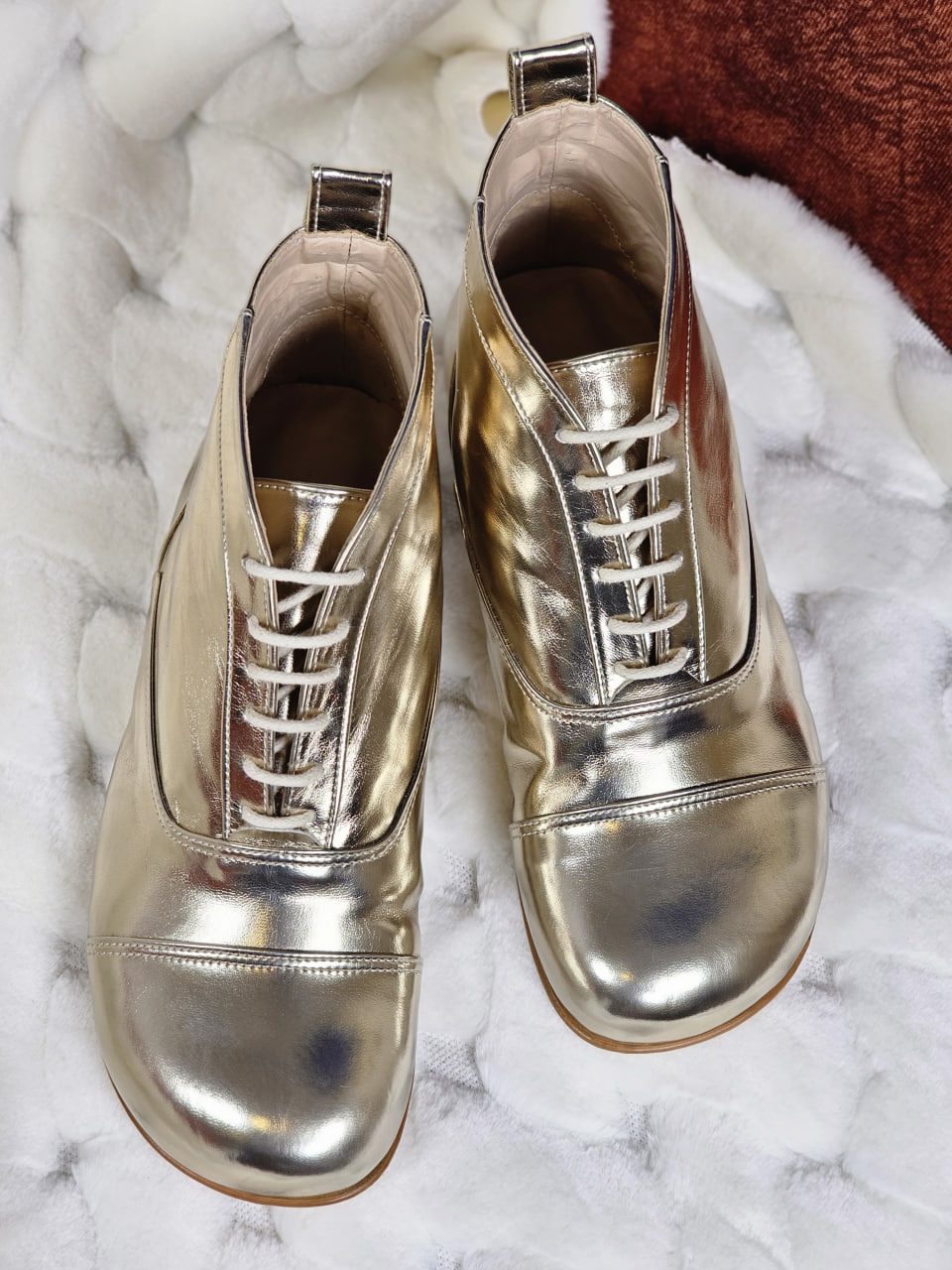 Barefoot Smooth Boots Vegan Platinum Gold Leather 2 cm heel