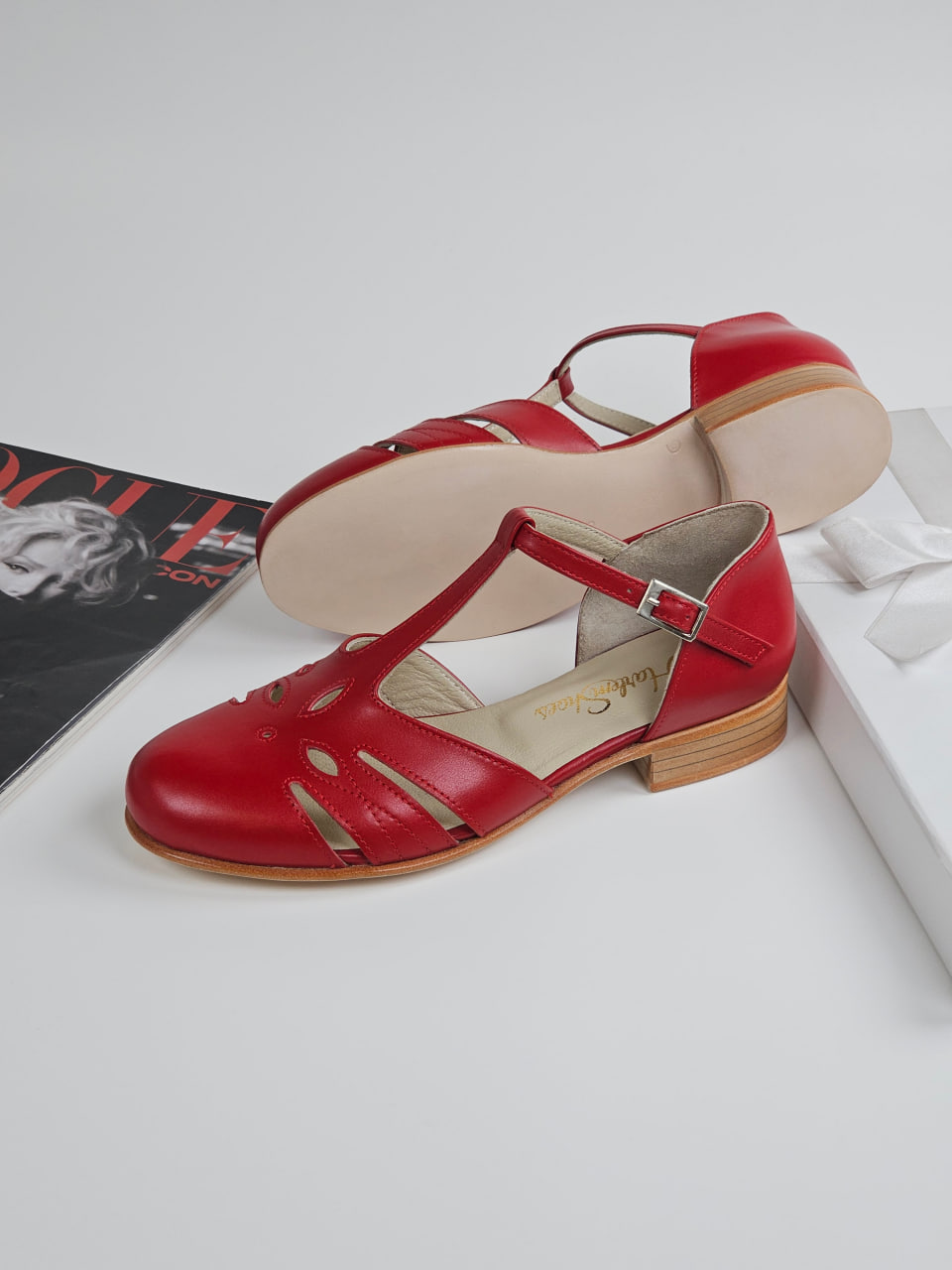 Rosy Red Leather 2 cm heel