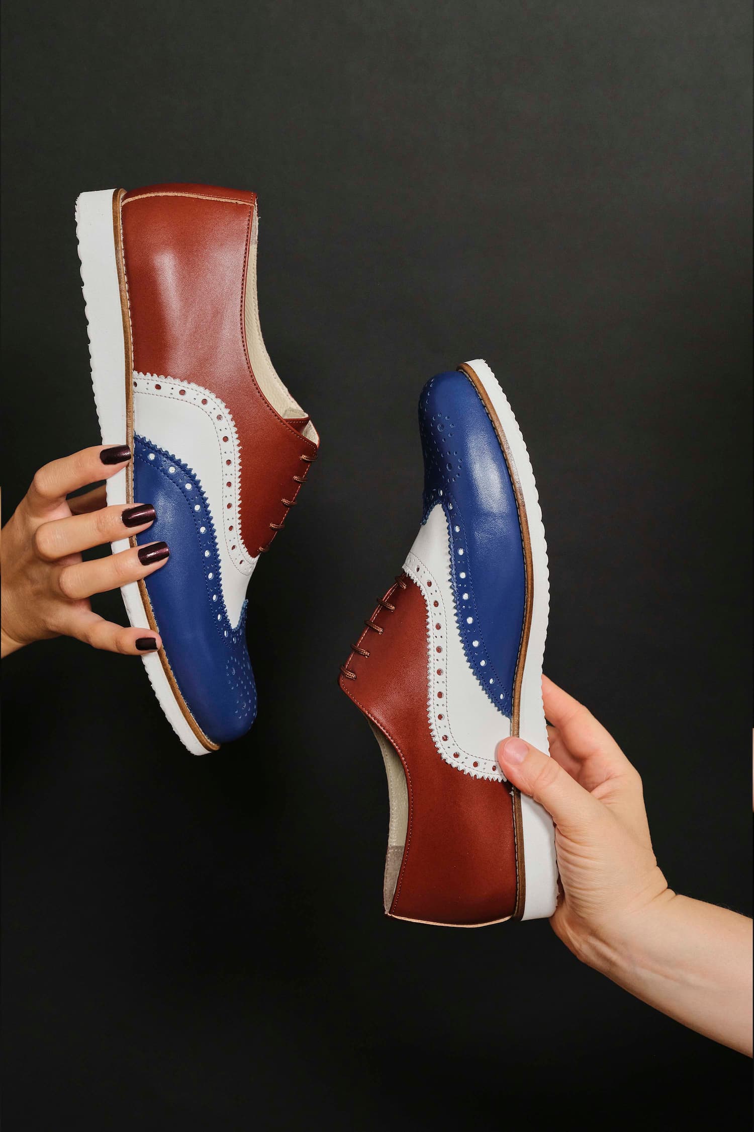 Brogue Blue & White & Brown Leather with Eva Sole