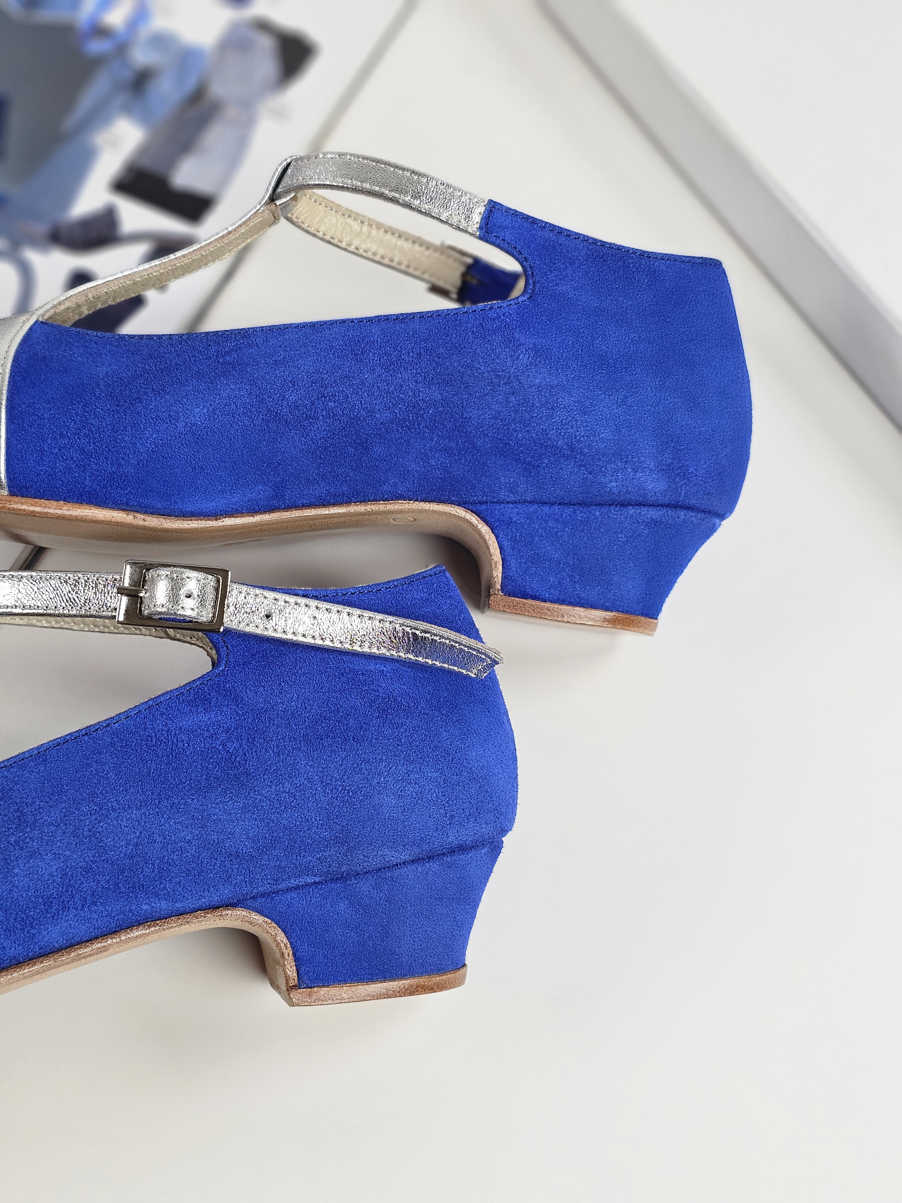 Barbie Blue suede & silver leather 3 cm heel