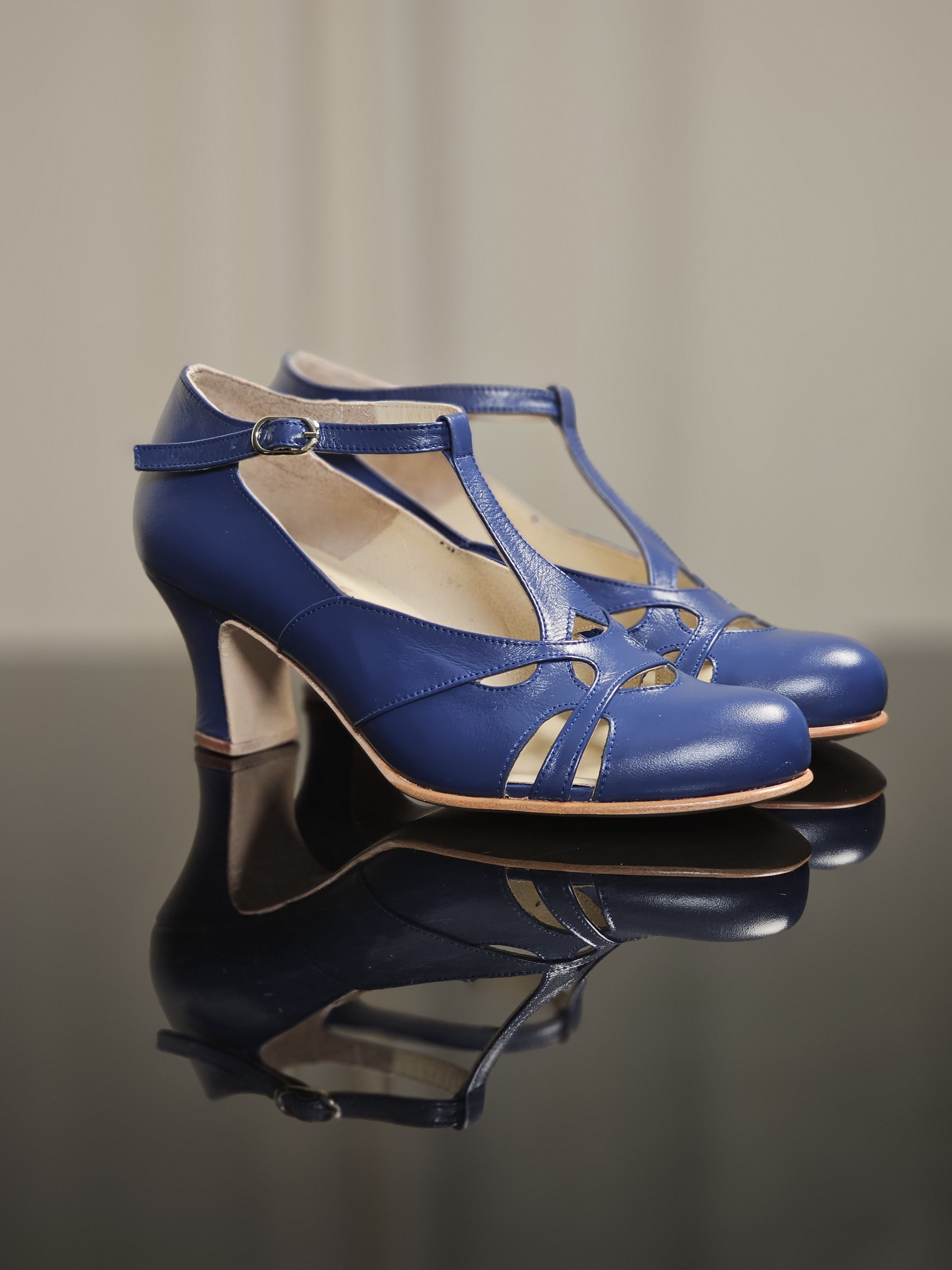 Spring Blue Leather 6 cm heel
