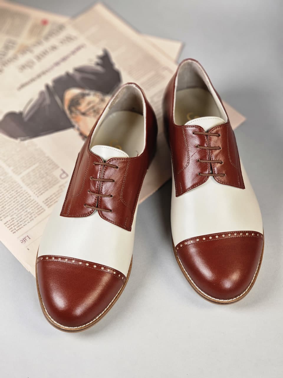 California Brown & Beige Leather 2 cm heel
