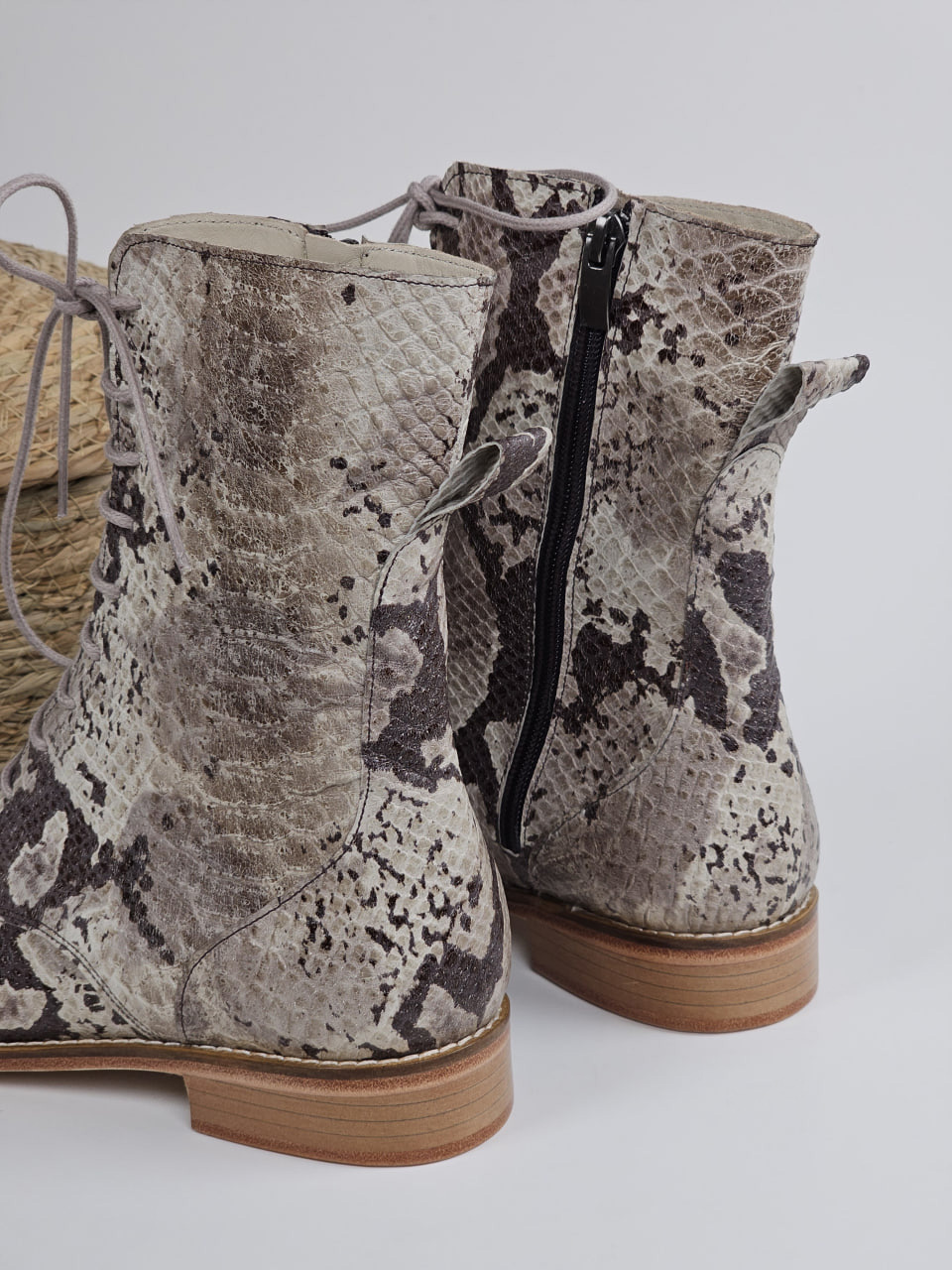 Biker Boots Snake Printed Leather 2 cm heel