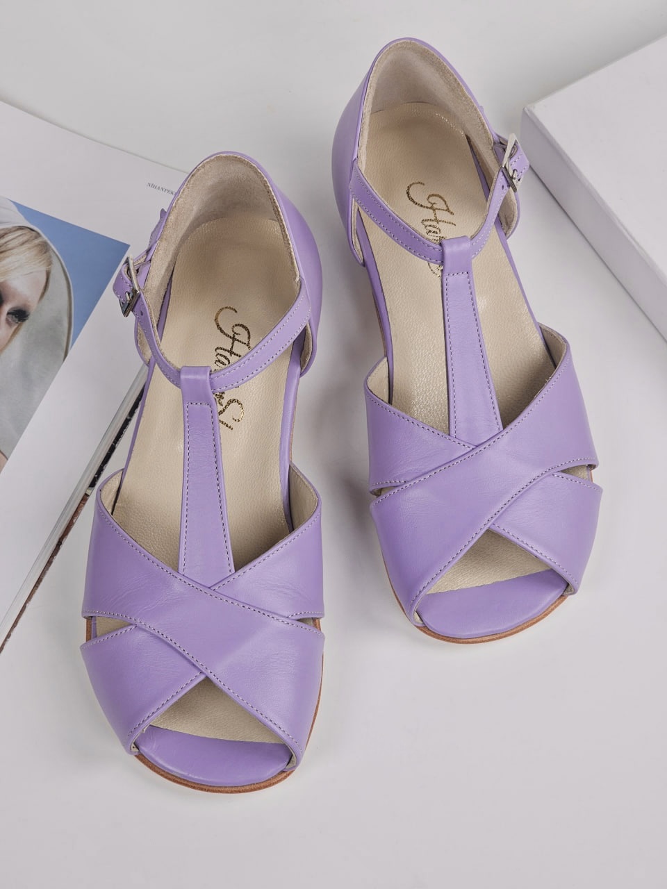 Barefoot Doris Lilac Leather 3 cm heel