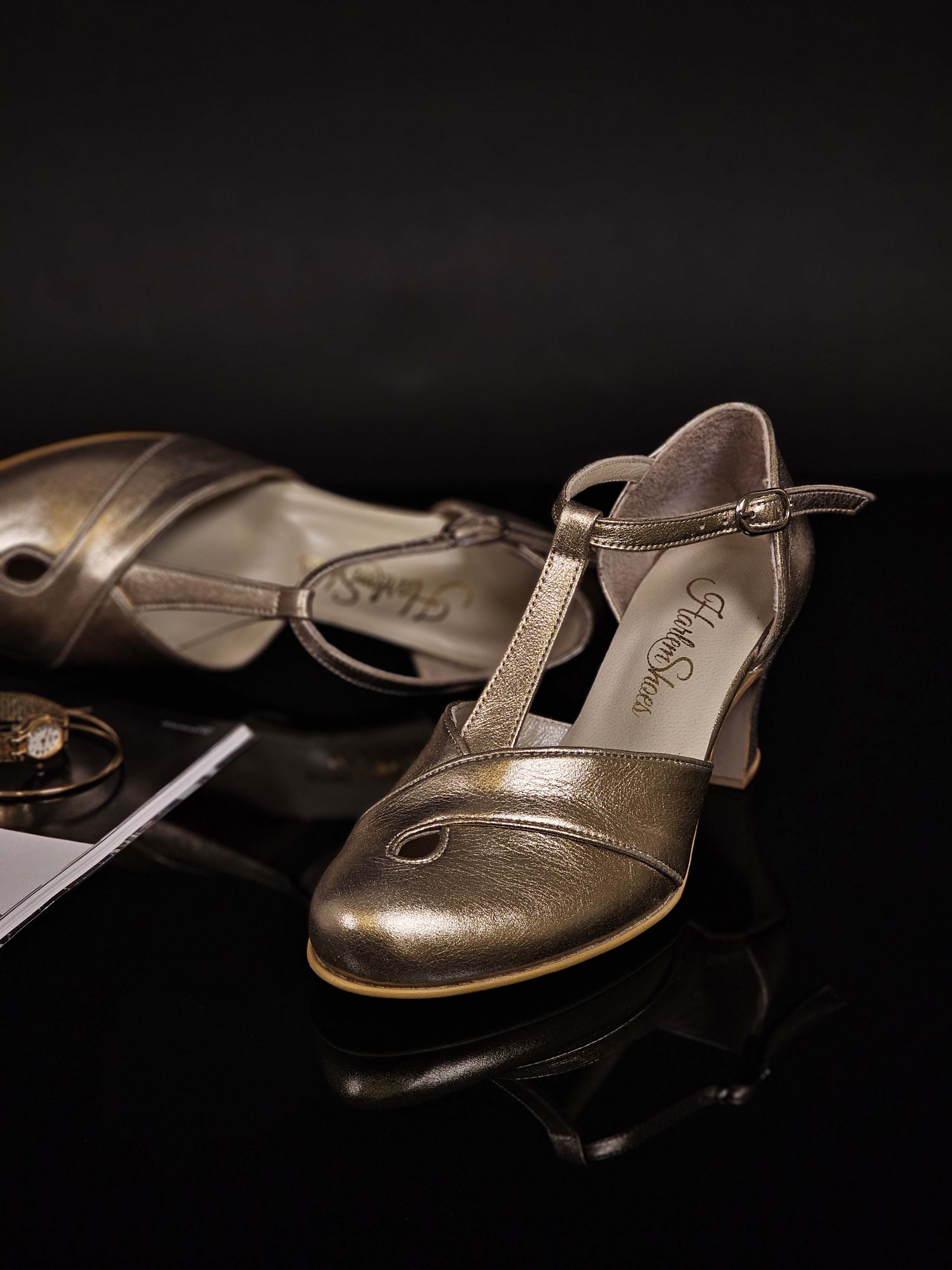 Muse Platinum Gold Leather 6 cm heel