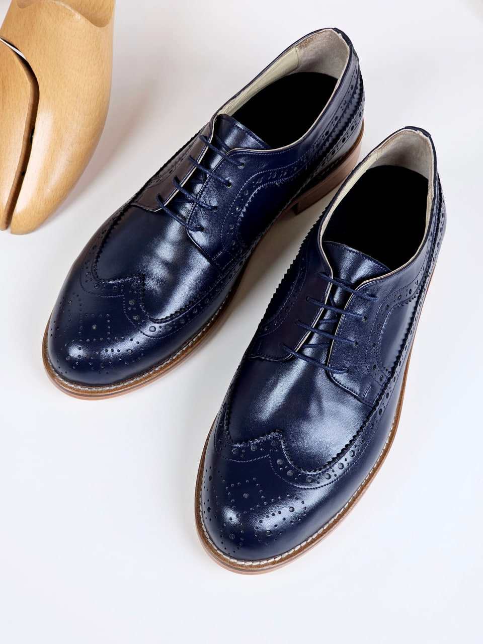 Broadway Slide Dark Blue Leather 2 cm heel