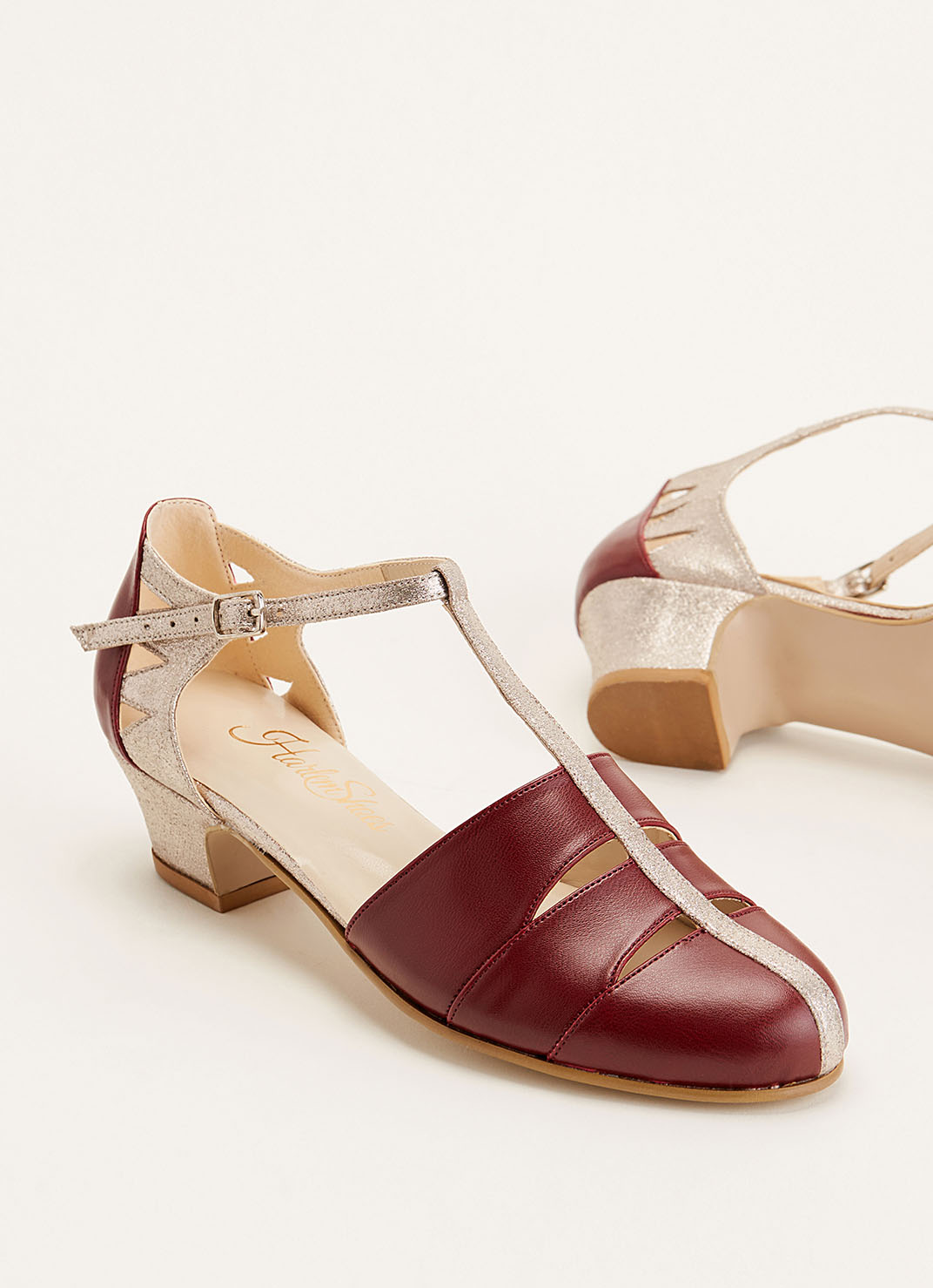 Harmony Vegan Bordeaux Leather & Shiny Textile 4 cm heel